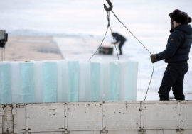 Ice cut for New Year celebration in Norilsk