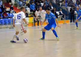 Norilsk futsal players celebrate their victory
