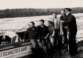 Norilsk Admiral stela set on Blizhny island