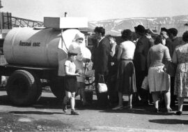 Kvass barrel was summer sign in Norilsk