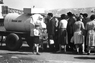 Kvass barrel was summer sign in Norilsk