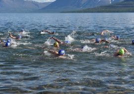 Degrees, miles, meters:&nbsp; big swim took place on lake Lama