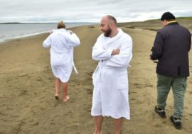 They swam in icy Yenisey and saw unique seaport