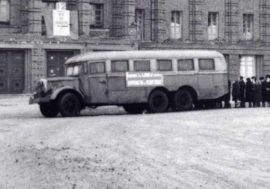 First public transport in Norilsk was truck and bus hybrid