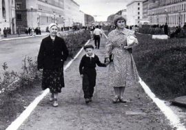 Norilsk lawns laid out in streets center