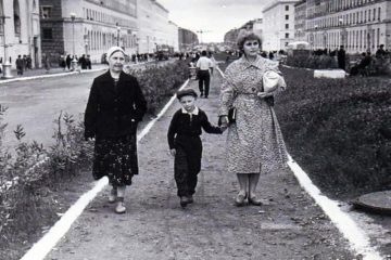 Norilsk lawns laid out in streets center