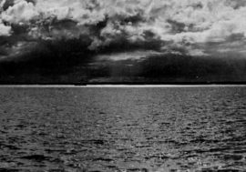 “On cloudy days water takes on blued steel color”