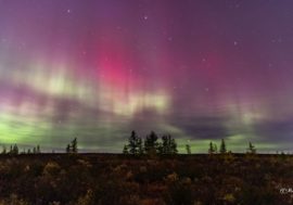 Rainy night gave Norilsk rare pink aurora