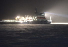 Nuclear-powered icebreaker Siberia made in gold and silver