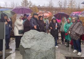 Lecture in pouring rain